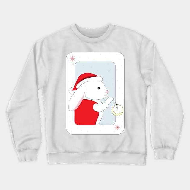 White Rabbit in Santa Hat Crewneck Sweatshirt by in_pictures